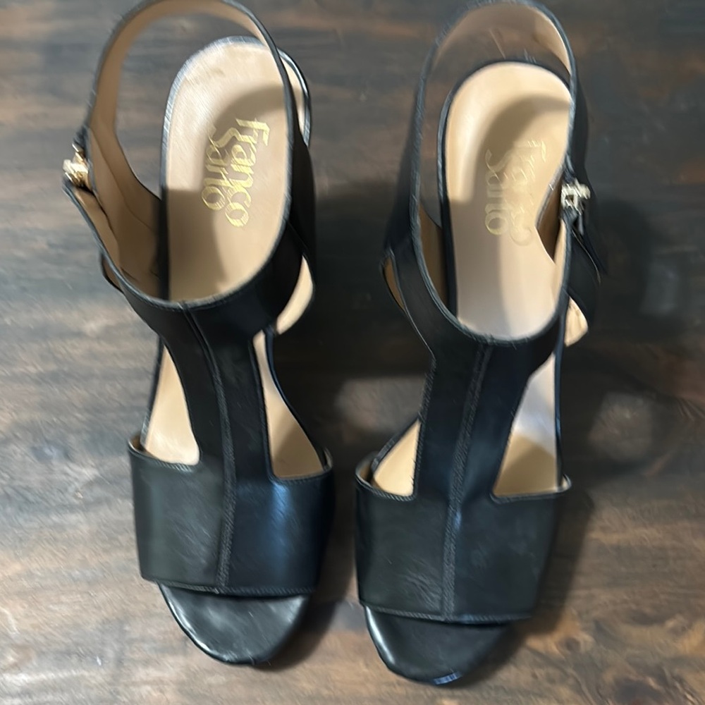 Franco Sarto Black Chunky Heel Sandals